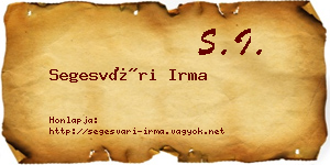 Segesvári Irma névjegykártya