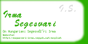 irma segesvari business card